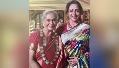 Jaya Bachchan and Hema Malini are all smiles as they pose together at a wedding