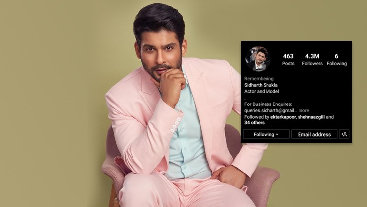 Sidharth Shukla, Sidharth Shukla instagram profile,