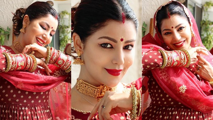 Pregnant Debina Bonnerjee looks resplendent in red anarkali suit at her  godh bharayi, see pics – India TV