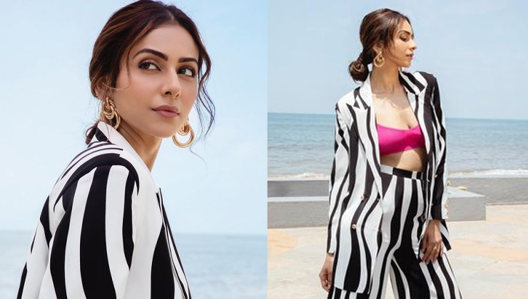 OOTD: Rakul Preet Singh looks sassy in a sexy pink bralette and a zebra print pantsuit