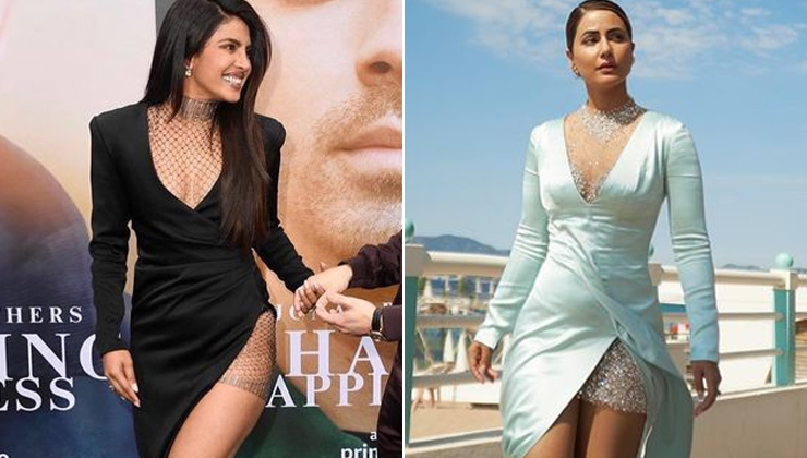 Hina Khan in an ice blue slit gown at Cannes 2022 reminds us of Priyanka Chopra, see pics