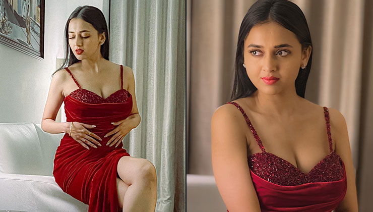 Tejasswi Prakash sizzles in a red dress, fan says ‘yaar koi ac chalado’ | Bollywood Bubble