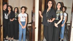 Neetu Kapoor poses for a photo with daughter Riddhima as they attend dinner at Manish Malhotra's residence