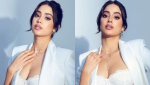 Janhvi Kapoor oozes oomph in sheer lace corset and thigh high slit skirt