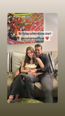 kim sharma, leander paes