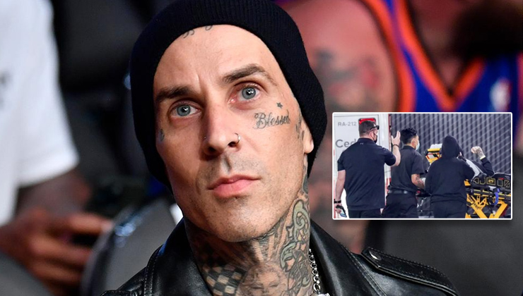 travis barker, travis barker hospital, travis barker pics, kourtney