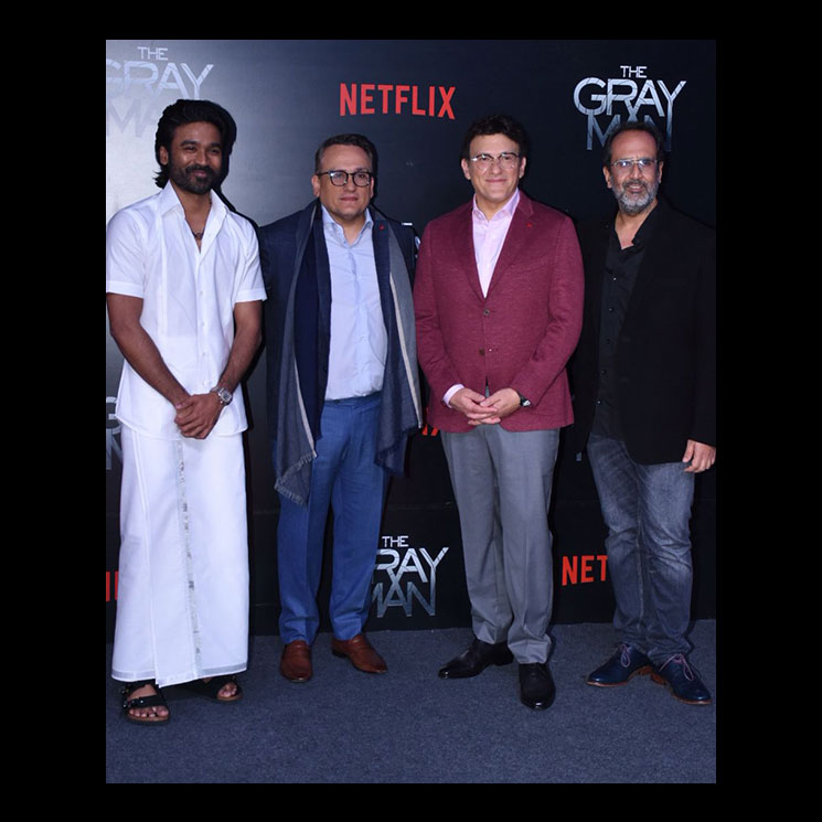 Dhanush poses with Russo Brothers