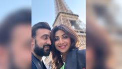 Shilpa Shetty poses by the Eiffel Tower in a romantic photo with husband Raj Kundra