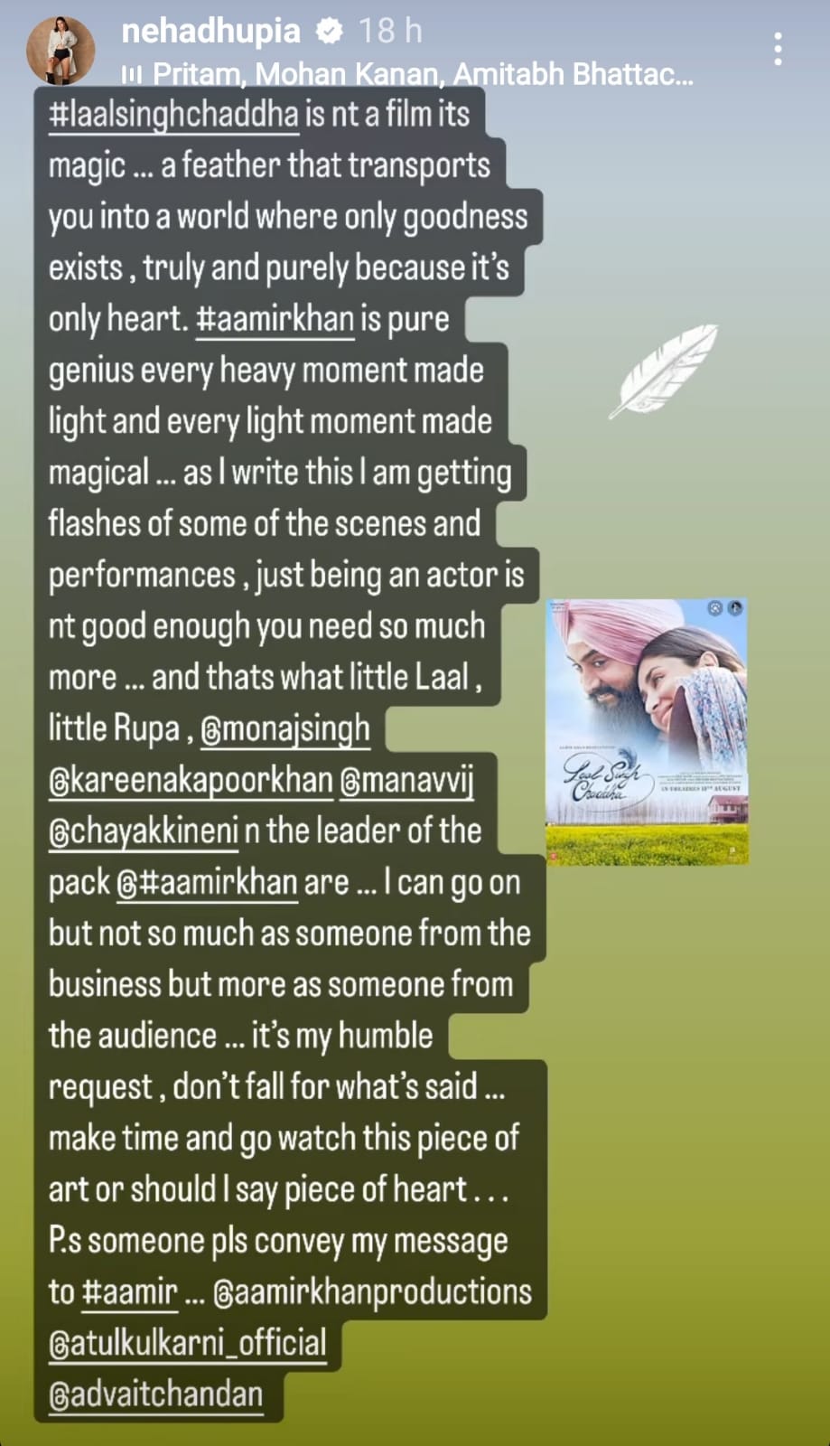 neha dhupia, laal singh chaddha, movie review