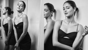 Ananya Panday sizzles in a black mini dress in latest monochrome pics