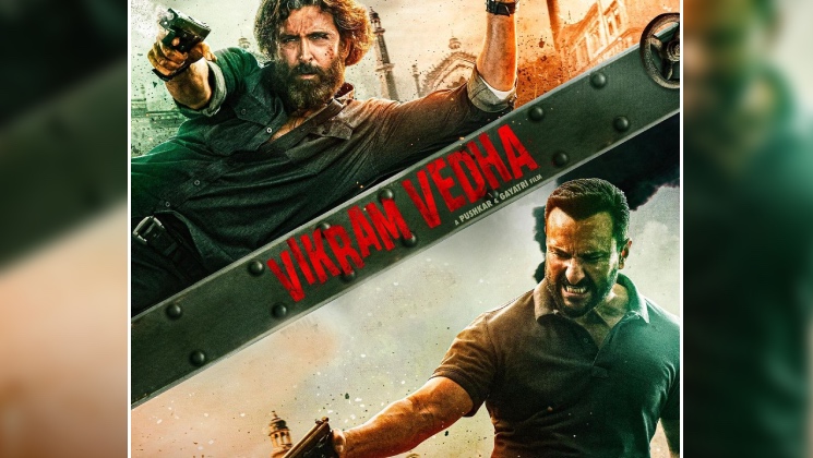 Hrithik Roshan Saif Ali Khan Share Intense Vikram Vedha Poster As They Announce Trailer Release 