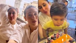 Kareena Kapoor Khan's son Jeh cutely helps her blow birthday candles, actress twins with sister Karisma