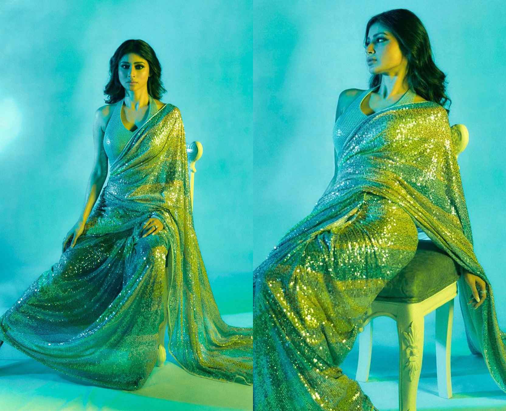 Mouni Roy's gold sequin saree