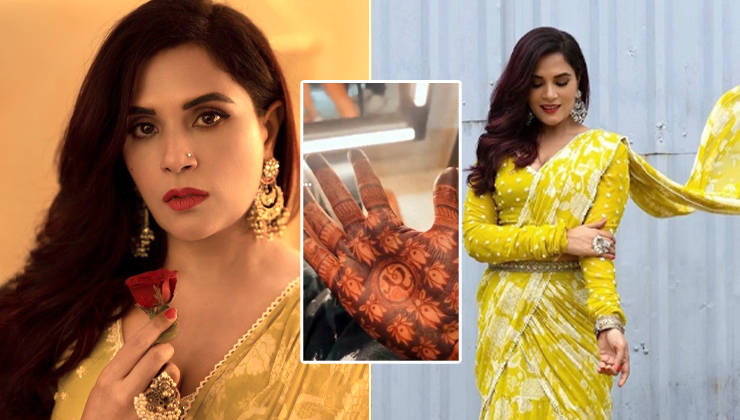 richa chadha, ali fazal, richa chadha wedding mehendi,