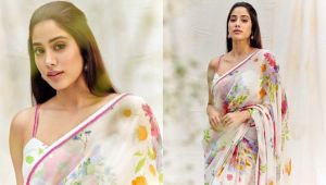 Janhvi Kapoor is a vision to behold in white floral saree; check out the diva's gorgeous pics
