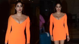 Janhvi Kapoor makes jaws drop as she oozes hotness in a sexy orange bodycon dress, see PICS