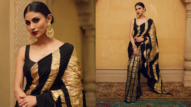 Brahmastra actress Mouni Roy sizzzles in Black and Gold saree, view pics Bo...