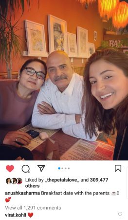 anushka sharma breakfast with parents