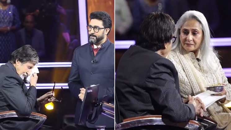 abhishek bachchan and jaya bachchan surprises Amitabh Bachchan on KBC sets