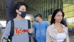 Suhana Khan flaunts her toned midriff whilst Aryan Khan sports a casual look at the airport- WATCH