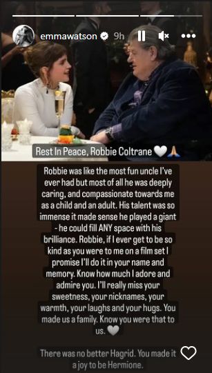 emma watson, harry potter, robert coltrane, robert coltrane demise