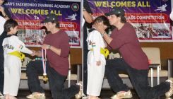 Shah Rukh Khan kisses Taimur on his forehead after presenting medal at Taekwondo competition- Watch