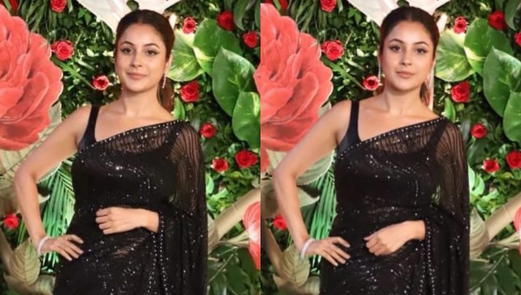 shehnaaz gill, shehnaaz gill black saree, shehnaaz gill,
