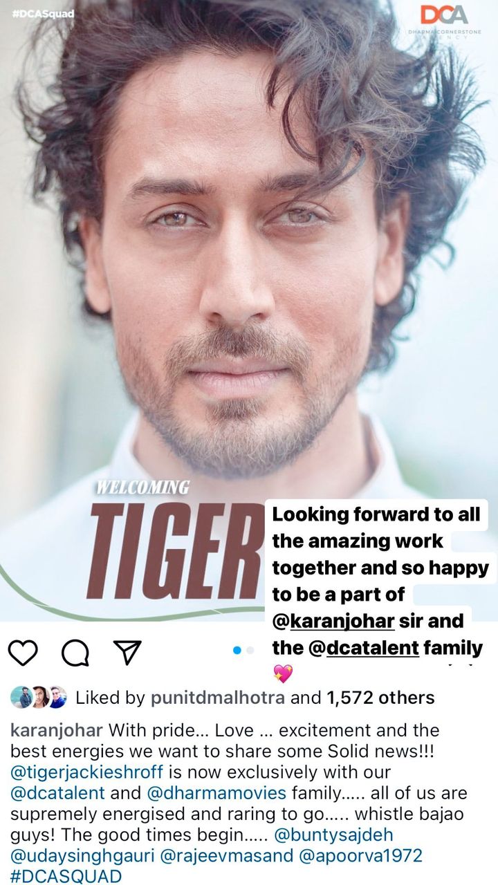 tiger shroff, karan johar instagram, karan johar,