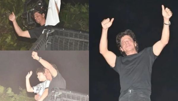 Shah Rukh Khan greets his Jabra fans outside Mannat on his 57th birthday