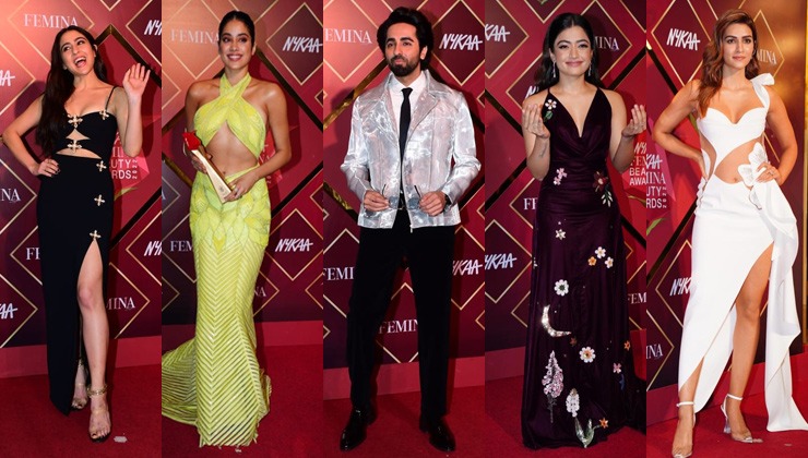 celebs at award show, sara, janhvi, kriti, ayushmann