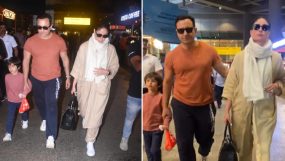 saif ali khan, kareena kapoor khan, airport spotted