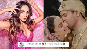 sidharth malhotra comment kiara advani pics, sidharth malhotra kiara advani wedding, kiara advani pink outfit photos,