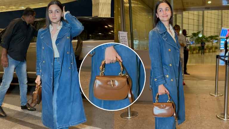 Alia Bhatt Pairs Her Denim on denim Look With A Gucci Bag Alia Bhatt Pairs Her Denim on denim Look With A Gucci Bag