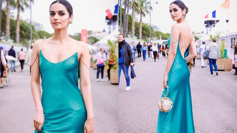 Manushi Chhillar looks drop-dead gorgeous in a backless satin dress at Cannes 2023