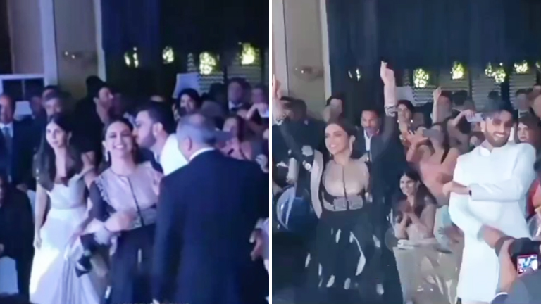 Ranveer Singh kisses Deepika Padukone at Karan Deol’s wedding reception