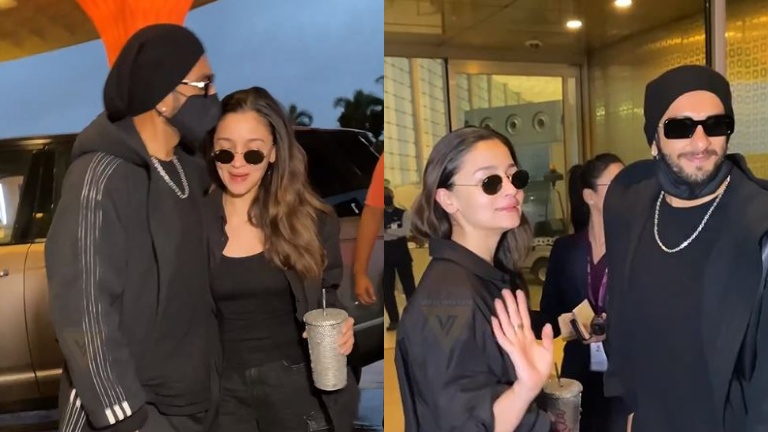 Alia Bhatt & Ranveer Singh unexpectedly synchronize their style, twin in black outfits at the airport