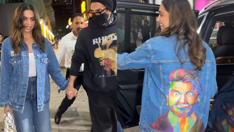 Deepika Padukone and Ranveer Singh head out on a movie date night, her jacket will leave you smitten