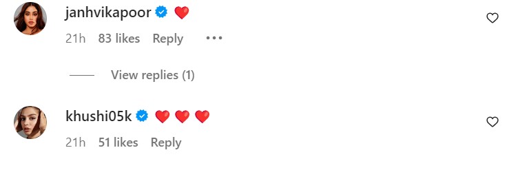 Janhvi and Khushi comment on Anshula's post