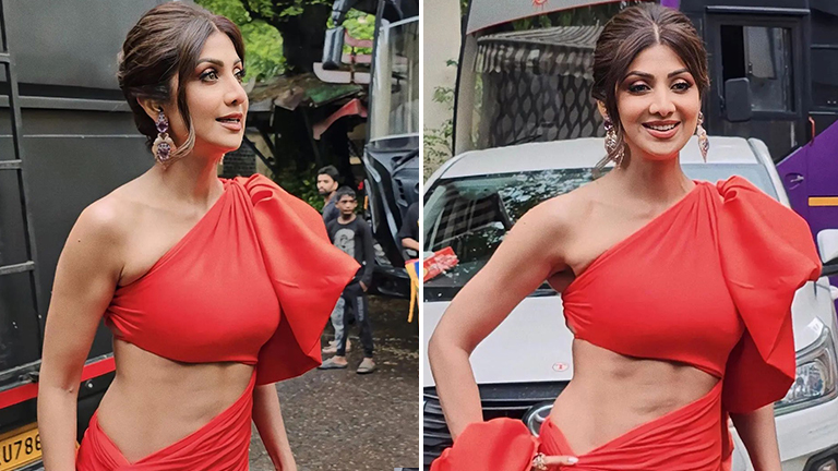 Shilpa Shetty Ki Nangi Sexy Pic - Ageing like fine wine, Shilpa Shetty flaunts abs in a red dress