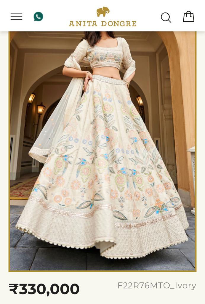 Aaliyah Kashyap engagement lehenga cost