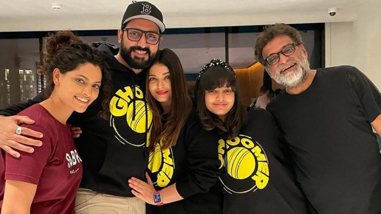 aishwarya rai bachchan, aaradhya bachchan, r balki, saiyami kher, ghoomer