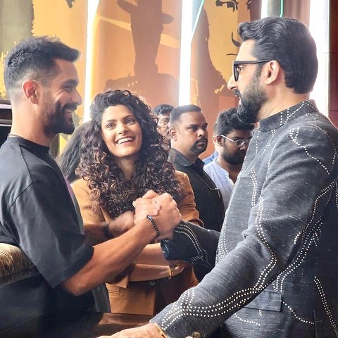 Angad Bedi with Abhishek Bachchan and Saiyami Kher