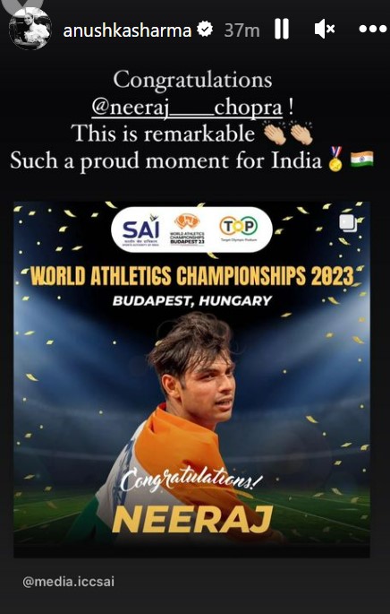Anushka Sharma on Neeraj Chopra's gold medal