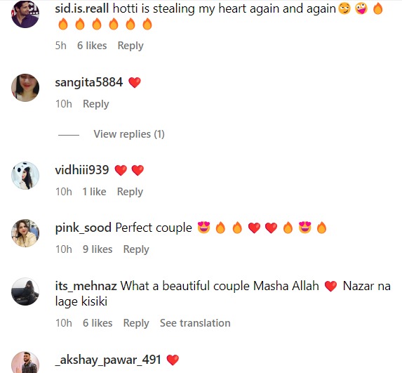Fans react to Sidharth and Kiara