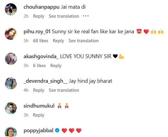 Fans react to Sunny Deol's post