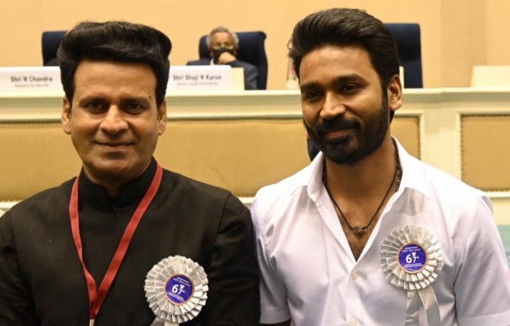 Manoj Bajpayee and Dhanush at National Awards