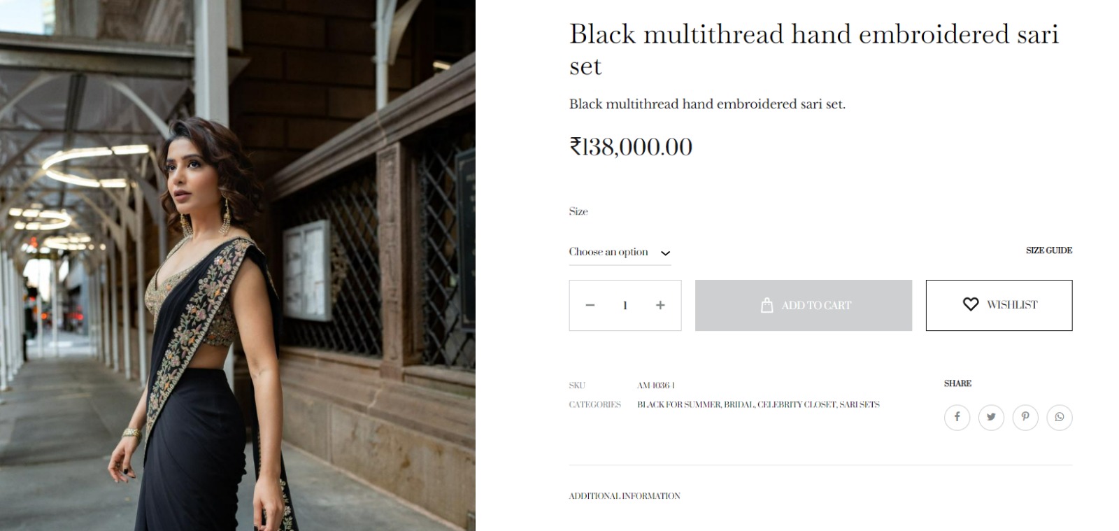 Samantha Ruth Prabhu black saree price revealed