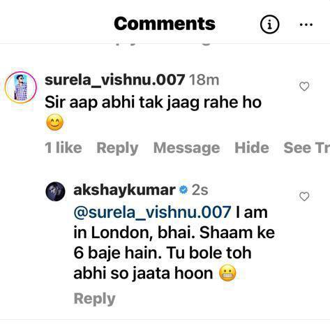 Akshay Kumar has a witty response to a fan