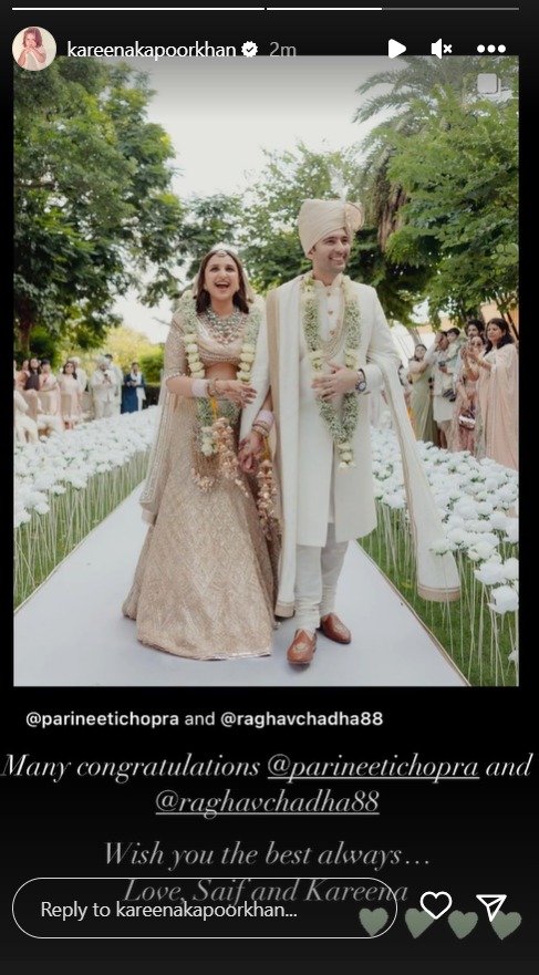 Kareena Kapoor wishes Parineeti Chopra and Raghav Chadha as they get married