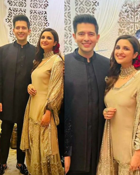 ParineetimChopra in a golden brown attire